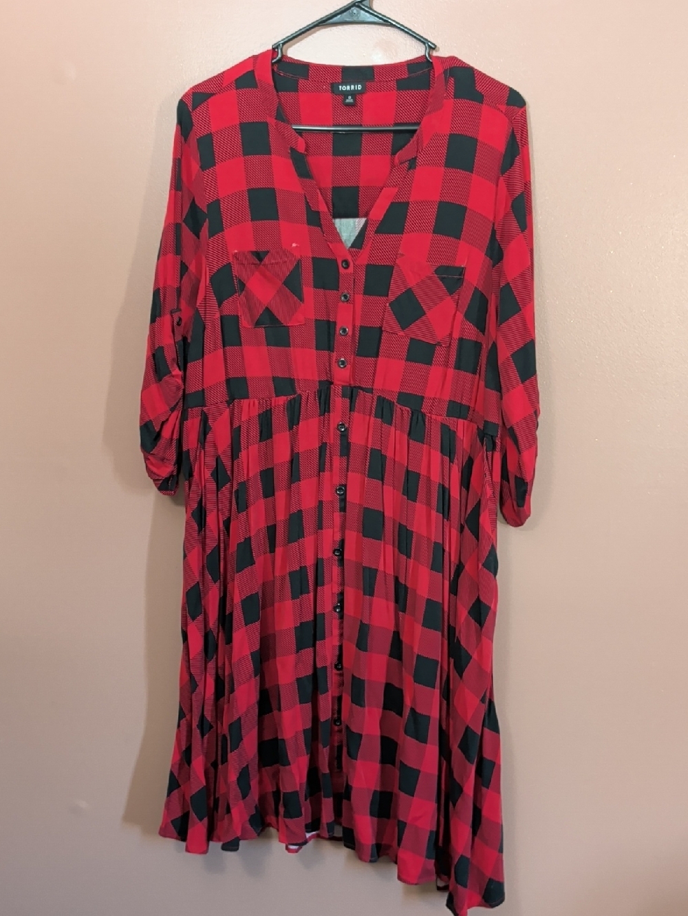 torrid Red and Black Buffalo Plaid Button-Front Dress